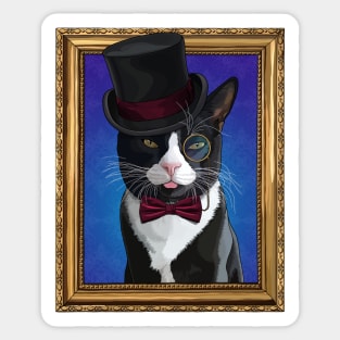 Dapper Gentleman Tuxedo Cat Blepping Sticker